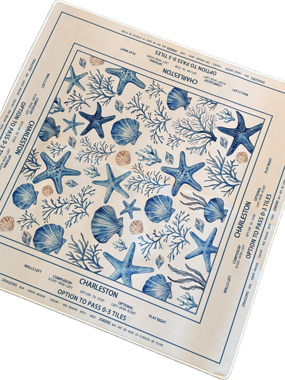 Coastal Beach Themed Mahjong Mat - 31.5" x 31.5" NWOT